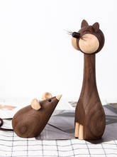 Настольная Милая кошка крыса из массива дерева маленькое украшение для декора дружественная девушка Ins подарок на день рождения кукла-животное 2024 - купить недорого