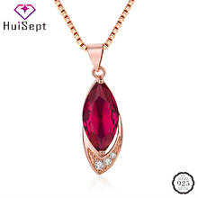 HuiSept Women Necklace 925 Silver Jewelry with Ruby Zircon Gemstone Pendant Fashion Accessories for Wedding Party Bridal Gifts 2024 - buy cheap