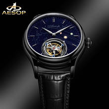 AESOP 100% Real Tourbillon Men's Mechanical Watches 2021 New Luxury Starry Sky Dial Watch Waterproof Sapphire Glass Watch 2024 - buy cheap