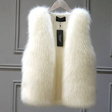 Colete de pele de raposa, casaco feminino sem mangas branco quente para inverno, preto e cinza, tamanho grande 2xl 2024 - compre barato