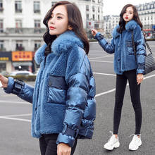 New Fashion Fox Fur Collar Feather Jacket woman Winter Coat Winter Thick Warm Fur Coat Women Lambs Wool Fur Suede Jacket 2024 - buy cheap