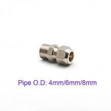 Conector de tubulação de metal duro, pc 4mm/6mm/8mm, ponteiras retas banhadas a níquel, m5 m6 m8 1/8 1/4 3/8 1/2 2024 - compre barato