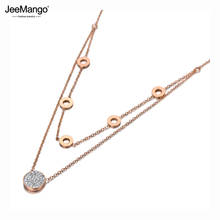 JeeMango Titanium Stainless Steel Double Layer Choker Necklaces Clay Rhinestone Geometry Circle Necklace For Women Girls JN20003 2024 - buy cheap