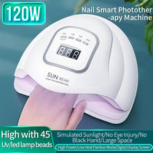 Sunx5, lâmpada led uv 120w 45 leds, secador de unhas, luz solar para manicure, para unhas de gel tela lcd sensor automático 2024 - compre barato