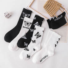 Cartoon Socks Cute Bow Print White Black Calcetines Funny Fall Harajuku Fashion Kawaii Skarpetki Damskie Woman Chaussette Femme 2024 - buy cheap