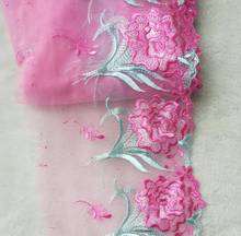 Tecido de renda 1 jarda alta qualidade tecido de renda rosa fitas faça você mesmo faixas de costura e enfeites artesanais materiais 18cm 2024 - compre barato