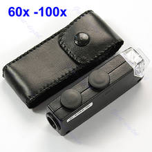 Mini Handheld 60x-100x Pocket Microscope Magnifer Loupe With Leather Bag 2024 - buy cheap