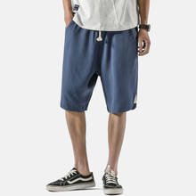 Хлопковые льняные шорты для мужчин 2020 летние мужские повседневные Шорты однотонные пляжные шорты до колена в китайском стиле 2024 - купить недорого