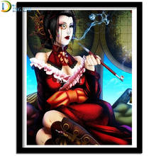 Japanese Geisha Woman Smoking Diy Diamond Painting Cross Stitch Portrait Square Round Embroidery Stick Drill Sticker Mosaic Art 2024 - buy cheap