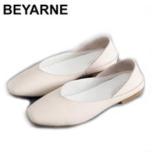 Beyarnenew sapatos de bailarina femininos de couro legítimo, feitos à mão, de alta qualidade, sem cadarço, sapatos de mulher e855 2024 - compre barato