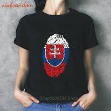 Hot Sale Slovakia Flag Fingerprint T shirt Women Short Sleeve Cotton Creative Tshirt Lady Hipster Hip Hop Sport Tee Shirt Femme 2024 - buy cheap