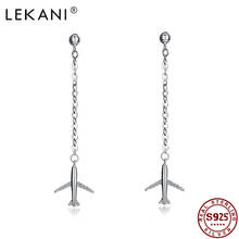 LEKANI 925 Sterling Silver Aircraft Tassel Long Earrings For Women's Cube Crystal  Luxury StudsJewelry Fashion Wedding Earrings 2024 - buy cheap