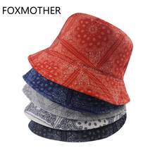 FOXMOTHER 2021 New Hip Hop Reversible Black Navy Grey White Paisley Pattern Bucket Hats Mens Panama Gorro Caps Dropshipping 2024 - buy cheap