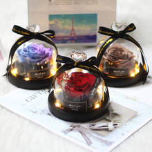 San Valentín conserva la Bella y La Bestia, exclusivo en cúpula de cristal con luces, muñeca eterna rosa, regalo para el día de Navidad Real 2024 - compra barato