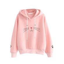 Sudadera Harajuku con estampado de gato para mujer, suéter de dibujos animados para parejas, moda coreana, abrigos, 2019 2024 - compra barato