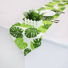 Camino de mesa moderno con hojas verdes, tela de algodón estampada, con cubierta de cojín para mesa con borlas 2024 - compra barato