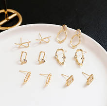 4pcs New Design Gold-clad compact stud earrings for women bow knot zircon oval belt hanging diy jewelry earrings accessories 2024 - buy cheap