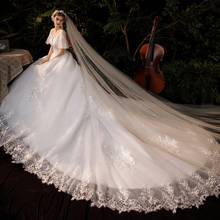 Wedding Dress 2021 New Vestido De Noiva Classic O-neck 1m Long Train Ball Gown Batwing Sleeve Princess Robe De Mariee Customize 2024 - buy cheap