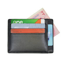 Plus Size Genuine Leather Card Holder Flat Dermal Skin Card Case with Easy Coin Money Pockets Custom Name Company LOGO 2024 - buy cheap