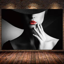 Black and White Red Lips Characters Vintage Walls Paintings Women Canvas Painting Home Decor Wall Art for Bedroom Living Room 2024 - buy cheap