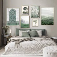 Pintura en lienzo de gran fuente marroquí, carteles nórdicos e impresiones de imágenes de pared para decoración de sala de estar, flor azul Heron 2024 - compra barato