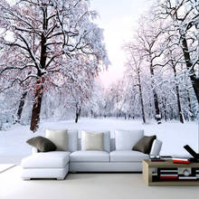 Custom 3D Mural Wallpaper Beautiful Winter Snow Landscape Wall Painting Living Room TV Backdrop Wall Modern Simple 3D Home Decor 2024 - buy cheap