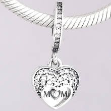 Original I Love My Mum Heart lockets With Crystal Pendant Beads Fit 925 Sterling Silver Bead Charm Bracelet Diy Jewelry 2024 - buy cheap