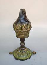 Chinese collection antique bronze lotus oil lamp statue 2024 - buy cheap