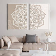 Póster de Mandala Floral para decoración de interiores del hogar, lienzo de pintura de colores Beige, arte de pared bohemio, imagen impresa de Yoga Zen para sala de estar 2024 - compra barato