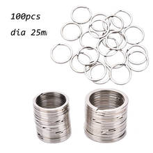 100pcs 25mm Stainless Steel Round Keychain   Round Circle DIY Keyring Diameter Women Men Jewelry 2024 - buy cheap