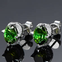 Luxury Female Green Crystal Small Earrings Simple Silver Color Oval Stud Earrings Vintage Party Wedding Earrings For Women 2024 - buy cheap