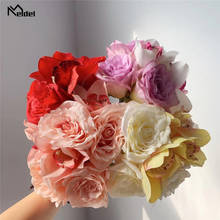 Meldel flores de orquídea rosa e damas de honra, buquê roxo flor artificial vermelha para decoração diy em casa produtos de casamento 2024 - compre barato