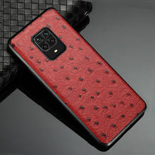 Genuine Leather Ostrich Grain Phone Case for Xiaomi Redmi Note 9 Pro 9S Note 8 Pro 8T 7 5 Cover For Mi 10 Pro 9T 8 9 Lite A3 A2 2024 - buy cheap