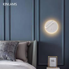 Светодиодный прикроватный светильник для спальни, стильный минималистичный отель с переключателем, прожектор, персонализированное исследование, чтение, вращающийся настенный светильник 90-260 в 2024 - купить недорого