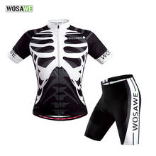 WOSAWE Skeleton Bike Riding Short Sleeve Set Cycling Suit Mountain Road Bike Five Pants 3D Silicone Pad Breathable 2024 - buy cheap