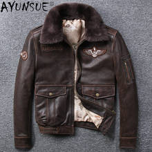 AYUNSUE Real Cowhide Leather Jacket Men Retro Coat Motorcycle Men's Clothing Winter Clothes Mens Jackets Hommes Veste LXR679 2024 - buy cheap