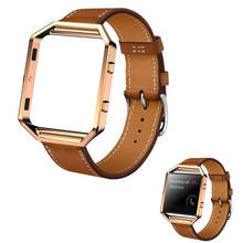 Кожаный ремешок для часов Fitbit Blaze, металлический корпус и модный роскошный кожаный ремешок унисекс для часов, ремешок для Fitbit Blaze 2024 - купить недорого