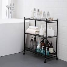 3 Layers Movable Kitchen Spice Storage Rack Folding Bathroom Floor Type Trolley Shower Organizer Metal Microwave Oven Shelf 2024 - buy cheap