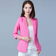 Blazer elegante rosa de manga larga para mujer, abrigo liso de un botón, chaqueta ajustada para oficina, Tops, Chaqueta de traje para mujer 2024 - compra barato
