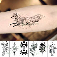 Pegatina de tatuaje temporal a prueba de agua para hombre y mujer, tatuajes pequeños de zorro, gato, flor, Ángel, tatuaje falso, Flash de mano 2024 - compra barato