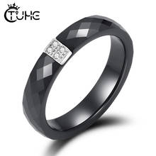 3mm Black White Ceramic Rings Cut Surface Cubic Zirconia For Women Wedding Ring Jewelry Classic Trendy Design Engagement Jewelry 2024 - buy cheap