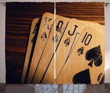 Poker Tournament Window Curtains Retro Damaged Old Cards on a Wooden Table Close up Leisure Image Living Room Decor Bedroom 2024 - buy cheap