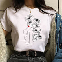 Camiseta con estampado de flores para mujer, ropa Harajuku, estética, informal, de manga corta 2024 - compra barato