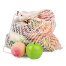 Bolsas de algodón reutilizables para verduras, bolsas de malla para almacenamiento de frutas y verduras, lavables a máquina con cordón, venta al por mayor 2024 - compra barato