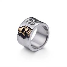 #8-12 anéis de crânio de aço inoxidável do punk para homens metal meia face esqueleto anéis lema charme anel de dedo para festa 2024 - compre barato