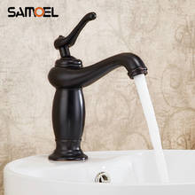 Antique Brass Retro Bath Basin Sink Mixer Taps Deck Mounted Single Holder Black Faucet B3232 2024 - buy cheap