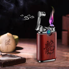 Плазменная деревянная USB-зажигалка в китайском стиле с двойной дугой и Usb-зарядкой для курения сигарет 2024 - купить недорого