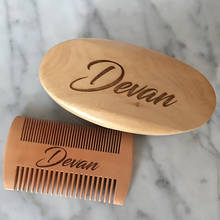 Personalized wooden beard brush and comb set, give his beard brush mustache grooming gift set groomsmen gift birthday gift 2024 - buy cheap