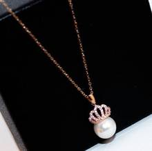 2020 Новая мода супер большой искусственный жемчуг розовое золото женский кулон ожерелье Свадьба День святого Валентина ювелирные изделия подарок 2024 - купить недорого