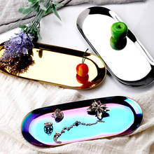 Fashion Gold Tray Dining Plate Stainless Steel Dessert Plate Ceramic Fruit Cake Tray Cosmetic Jewelry Plate Kitchen Dessert 2024 - buy cheap